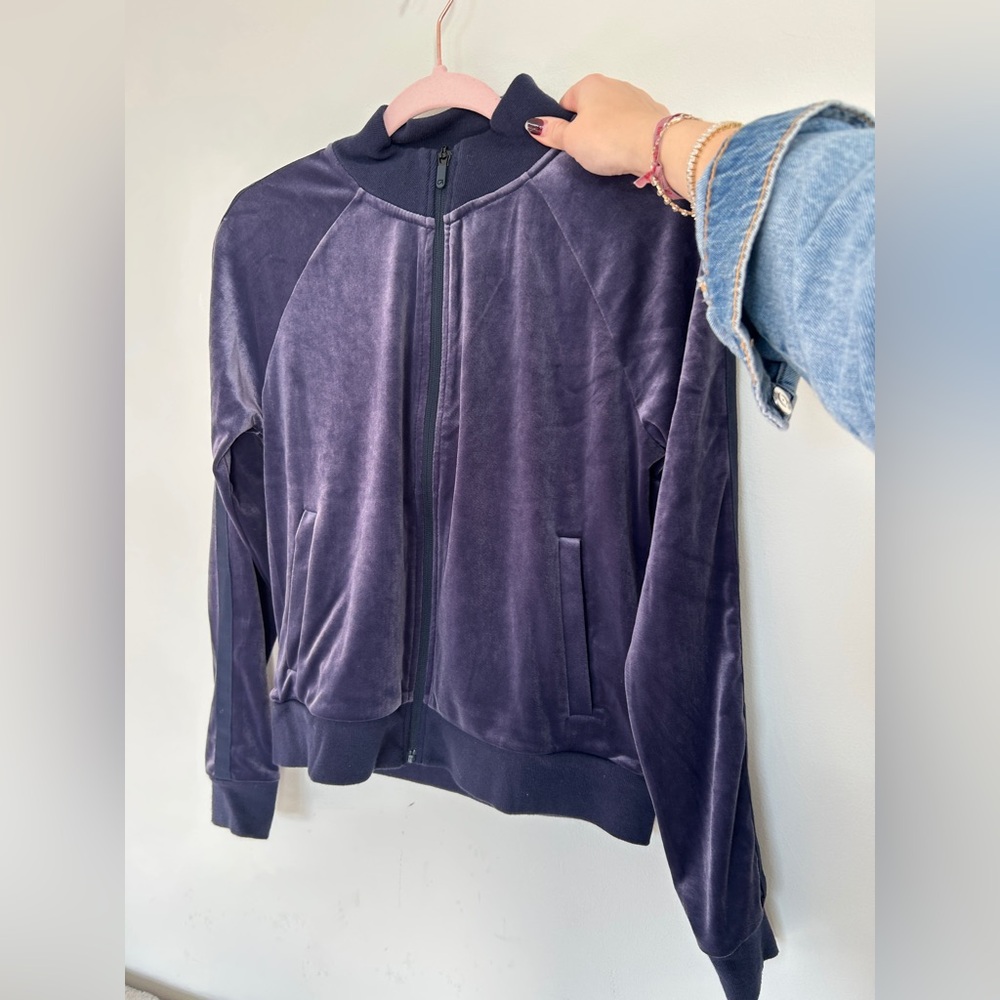 GAP Women's Deep Purple Velvet Bomber Jacket